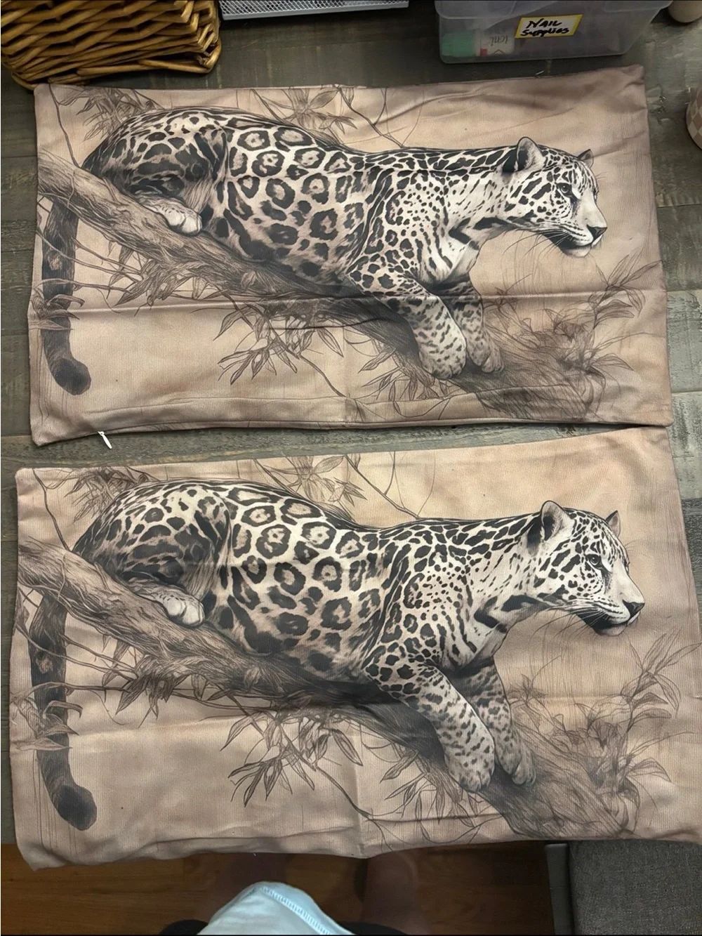 Set of 2 Black White Striped Cheetah Throw Pillow Covers Safari Animal Accent 18
